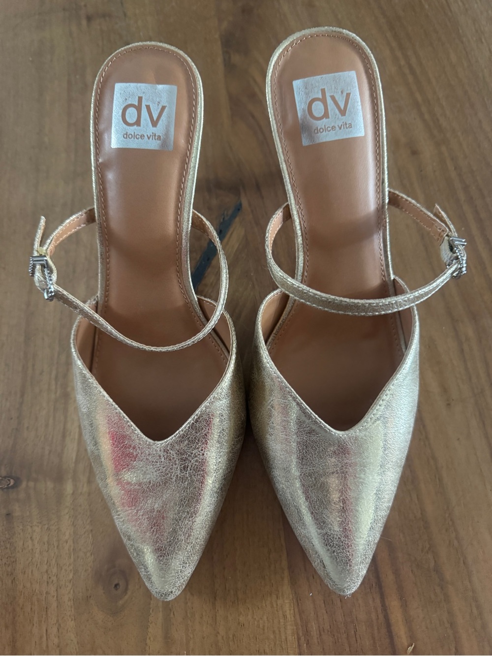 Dolce Vita Metallic Gold Pointed Slingback Mules size 9